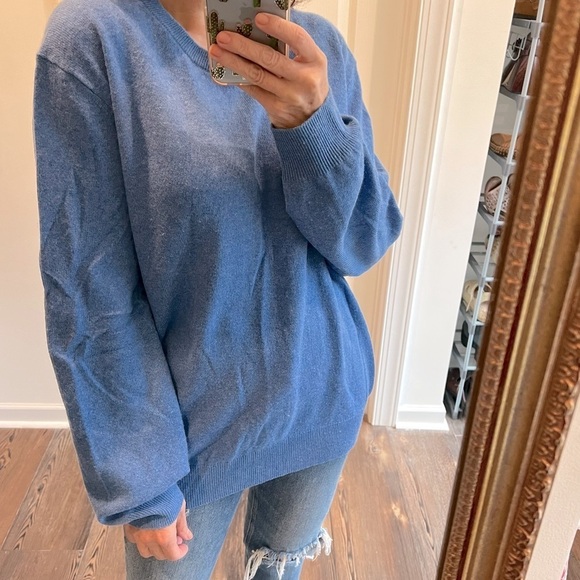Blue pure cashmere pullover sweater size XL 100% cashmere - Picture 1 of 10